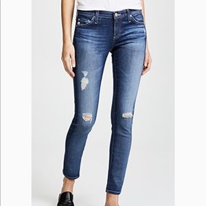 AG lightly distressed skinny jean